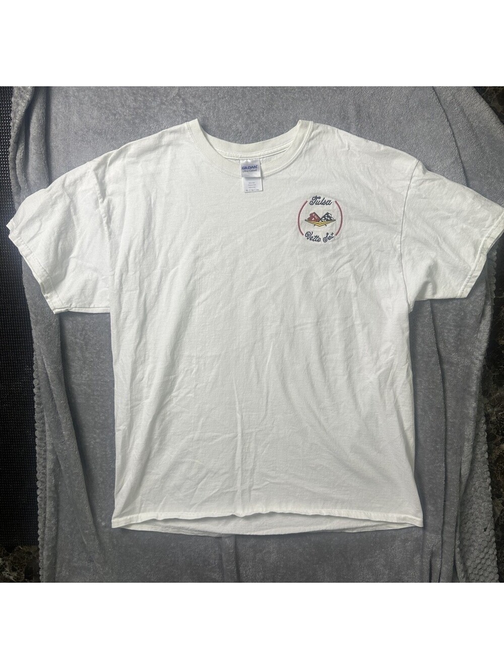 Tulsa Vette Set Corvette Club T Shirt Mens XL Embroidered Racing Car White